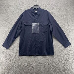 Dickies Button Down Mens Large Dark Blue Collared Long Sleeve Tactical Ventilate